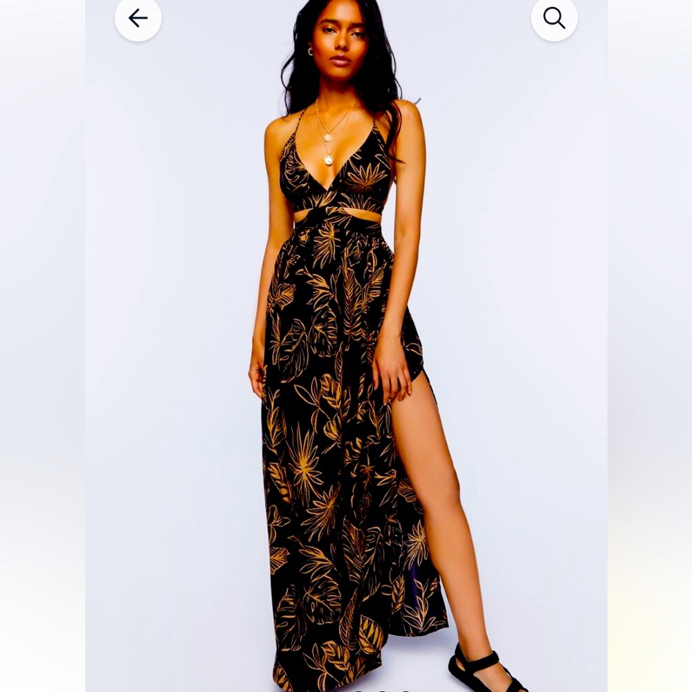 Floral Cutout Slit Maxi nwt XL